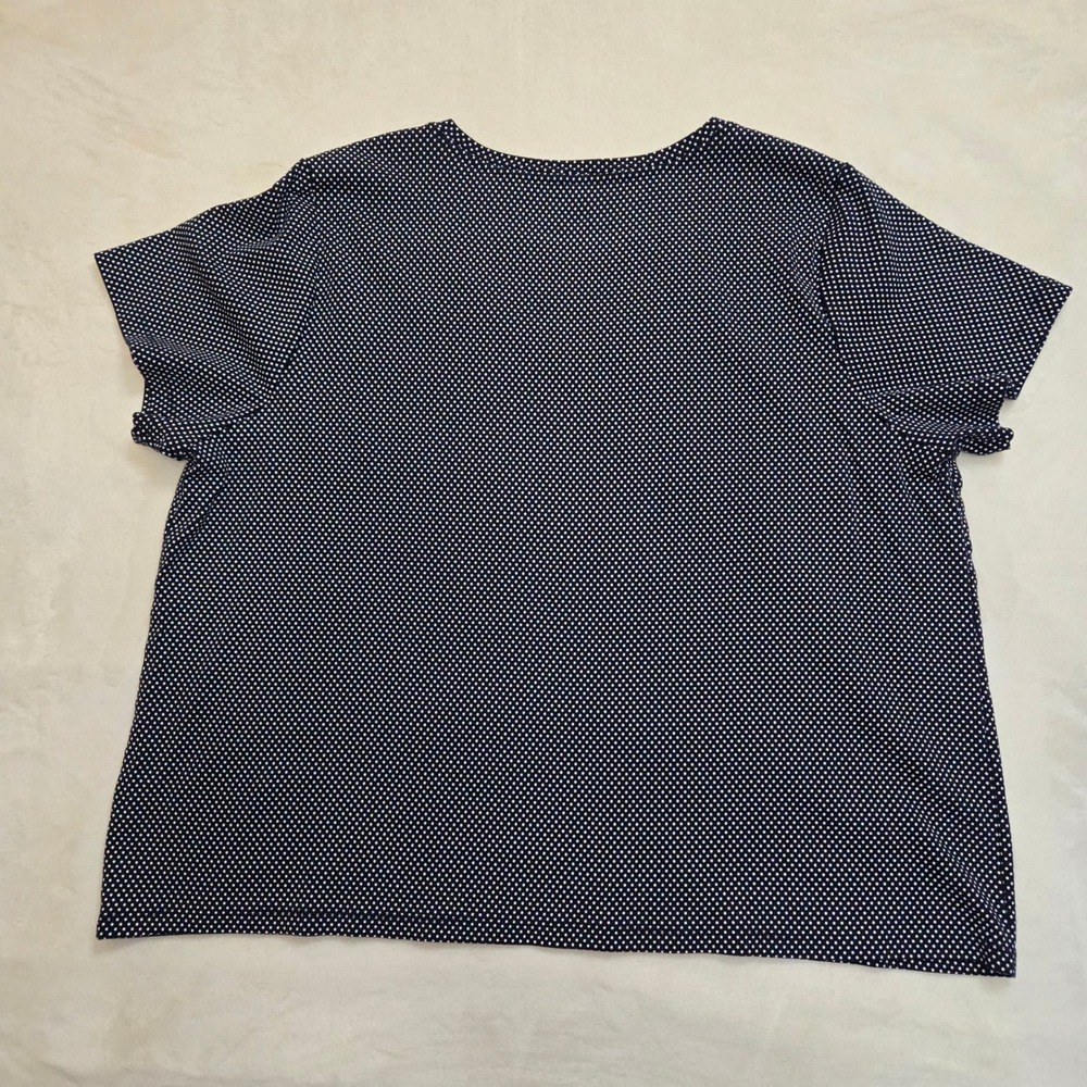 Tommy Hilfiger Womens 3X Navy Blue White Polka Dot V-Neck Cotton T-Shirt Logo - Picture 8 of 9